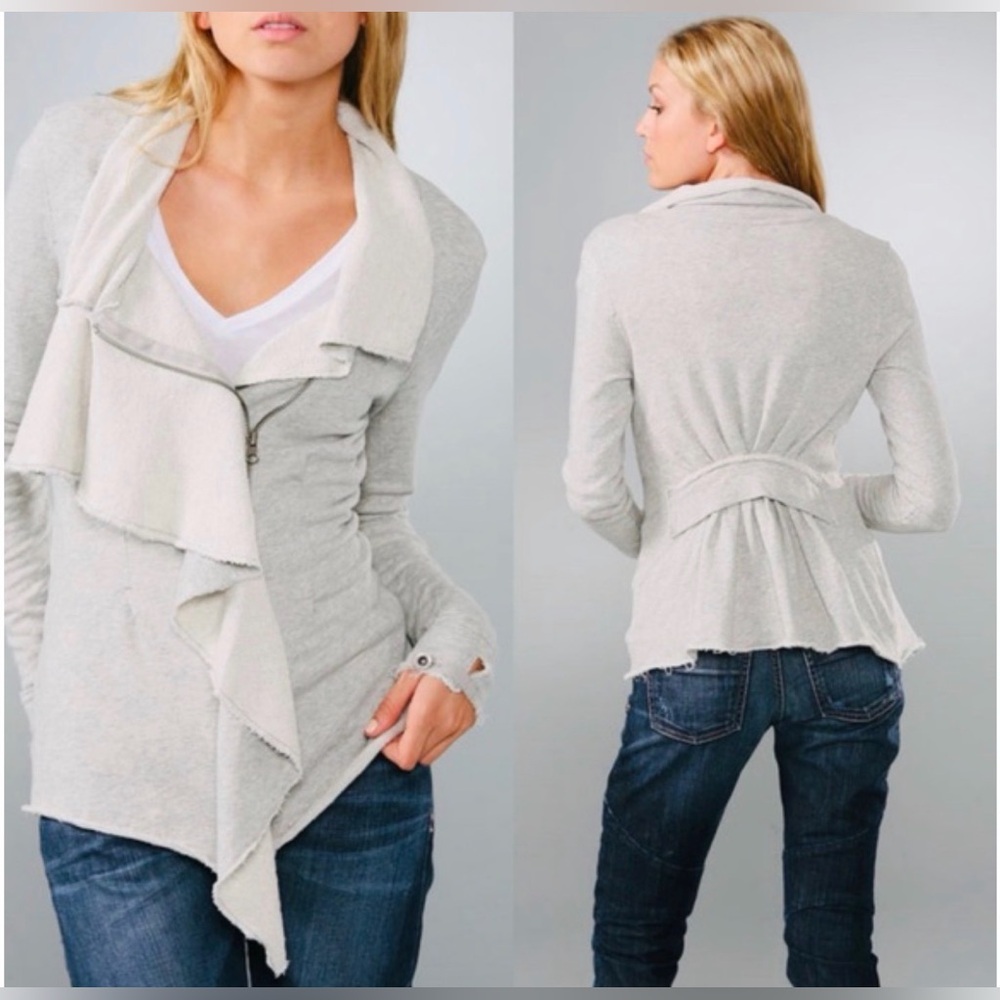Free People Women's Gray Drape Front Sweater size small